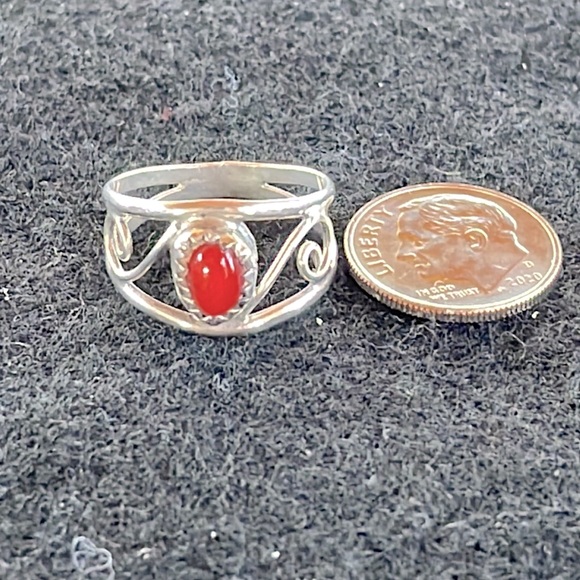 Sterling Coral Ring & Earrings - Picture 2 of 5